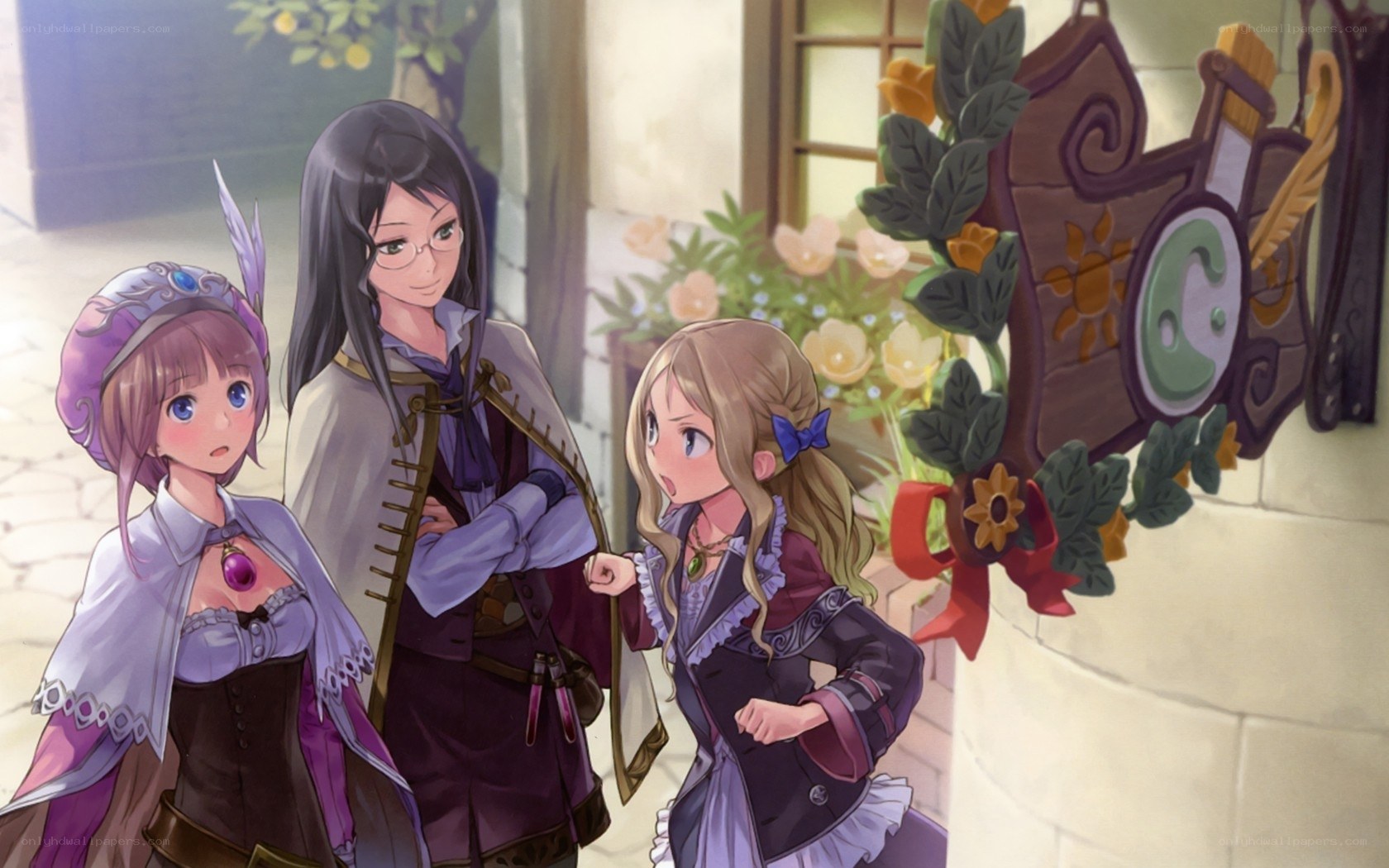 Three girls in a town