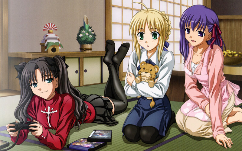 Three girls in a traditional room