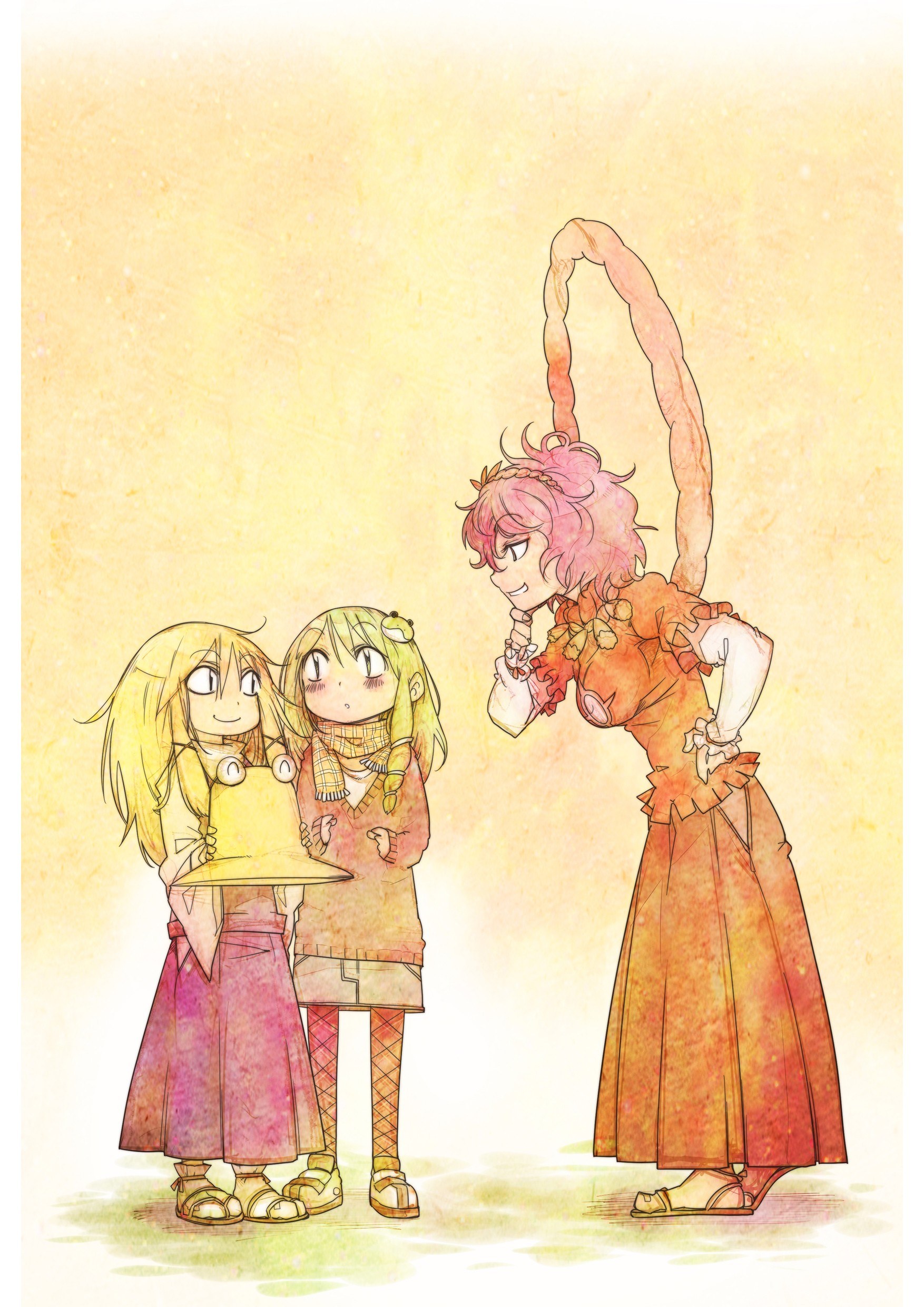 Three girls in a warm scene