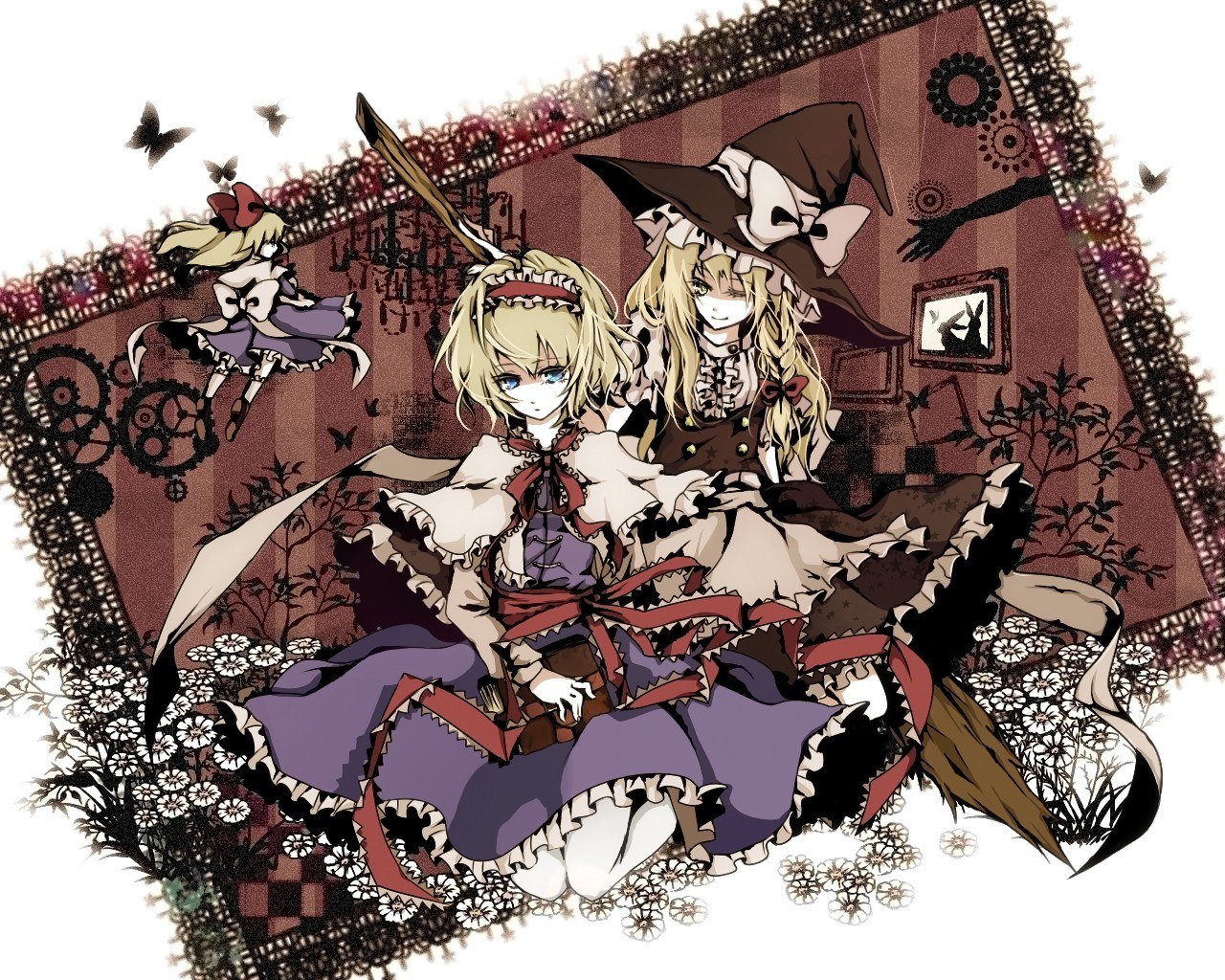 three girls in a whimsical setting