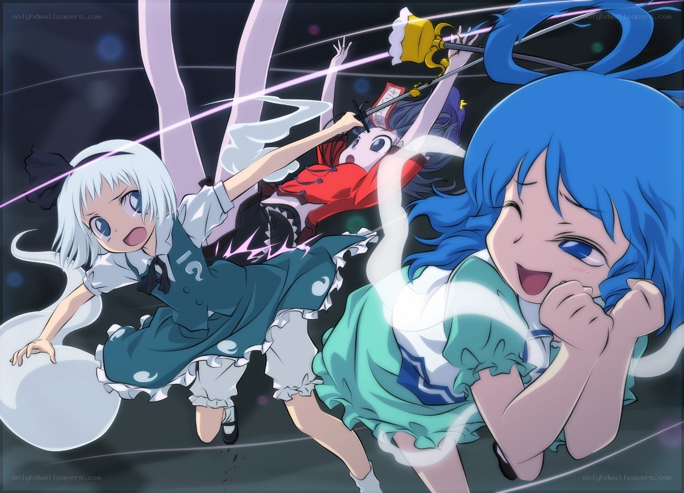 Three girls in action pose