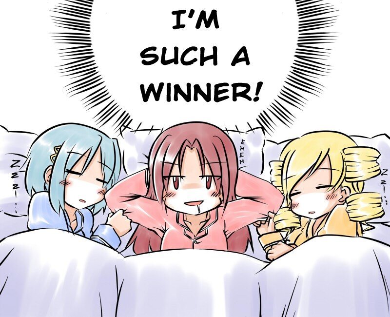 three girls in bed