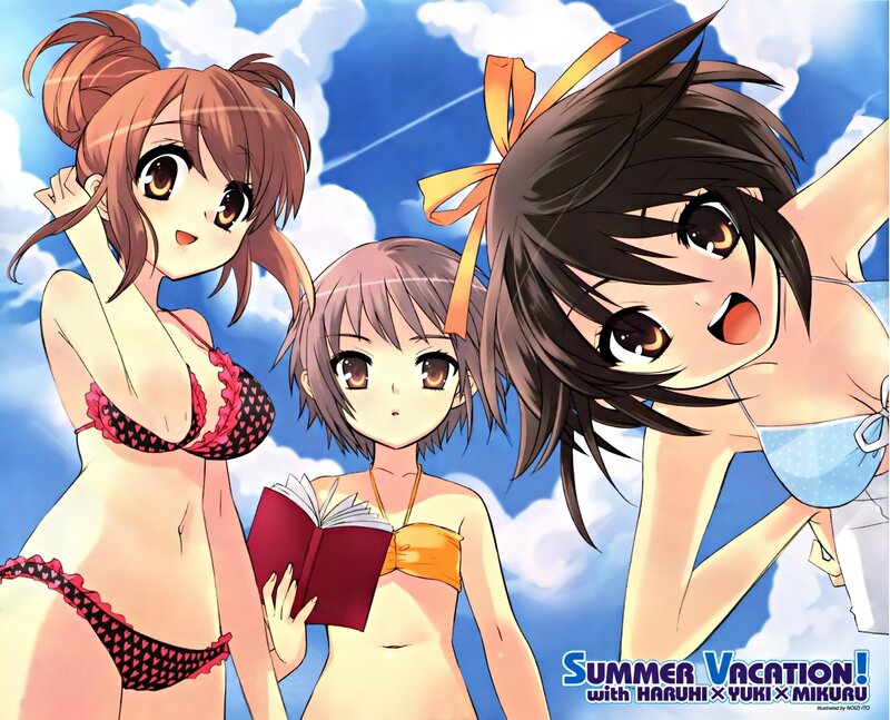 Three Girls in Bikinis — Blue, Cheerful