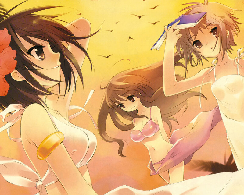 Three Girls in Bikinis — Yellow, Serene