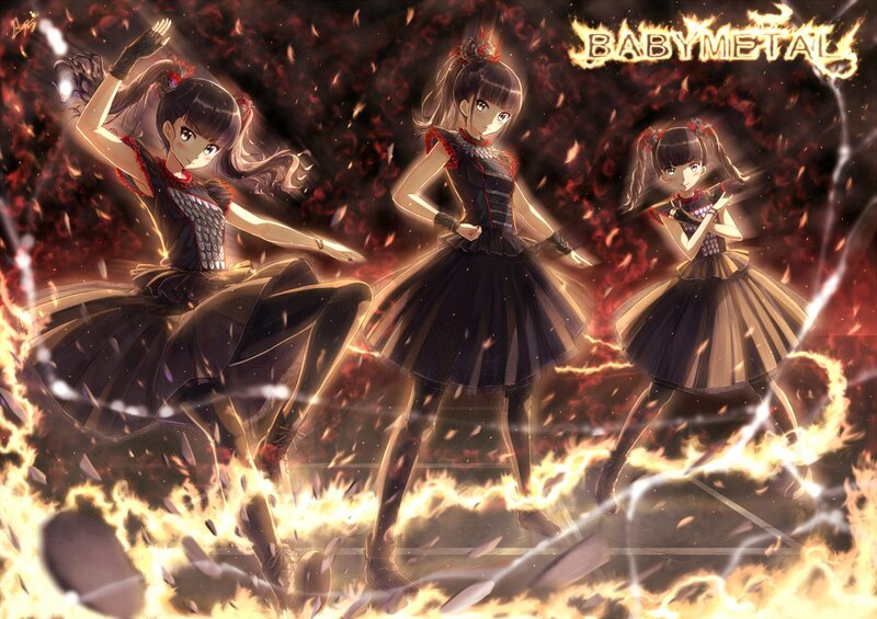 Three Girls in Black Dresses — Dramatic, Anime, Fire