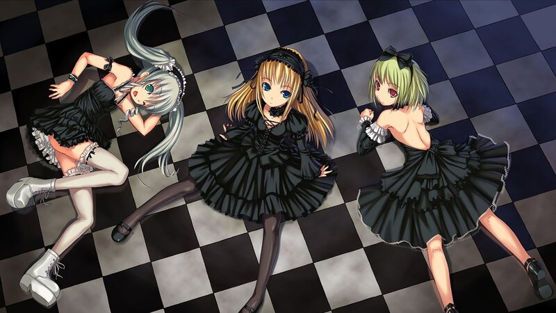 Three Girls in Black Dresses — Dramatic, Anime