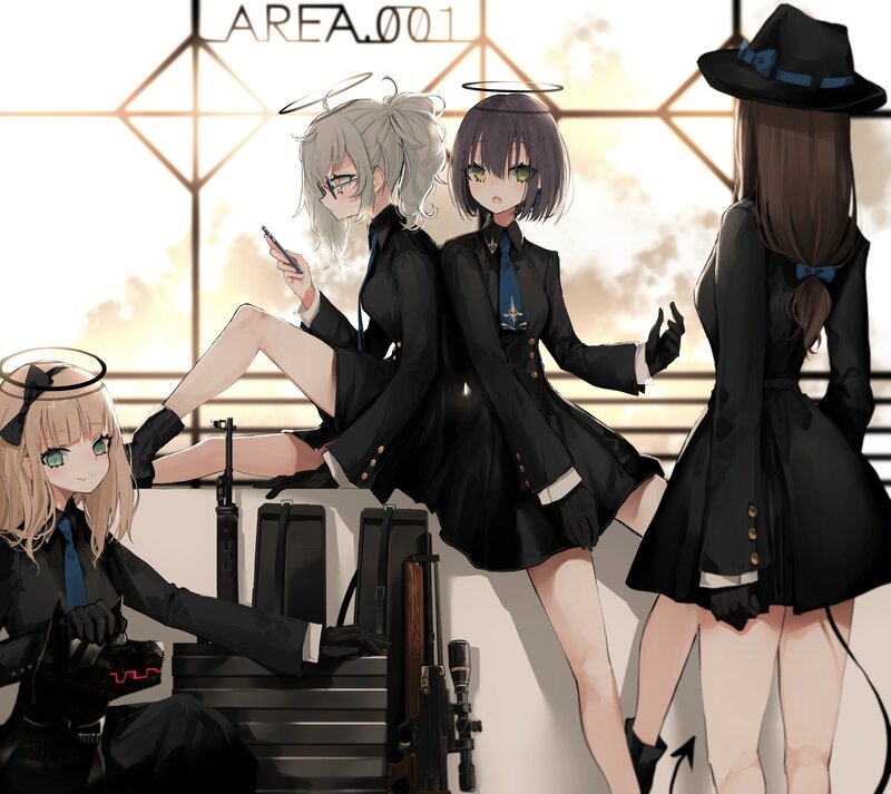 Three Girls in Black Uniforms