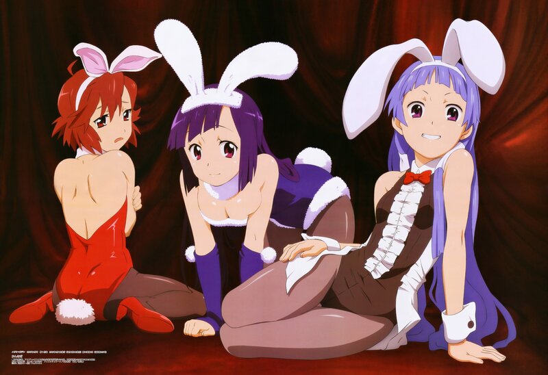 Three girls in bunny costumes