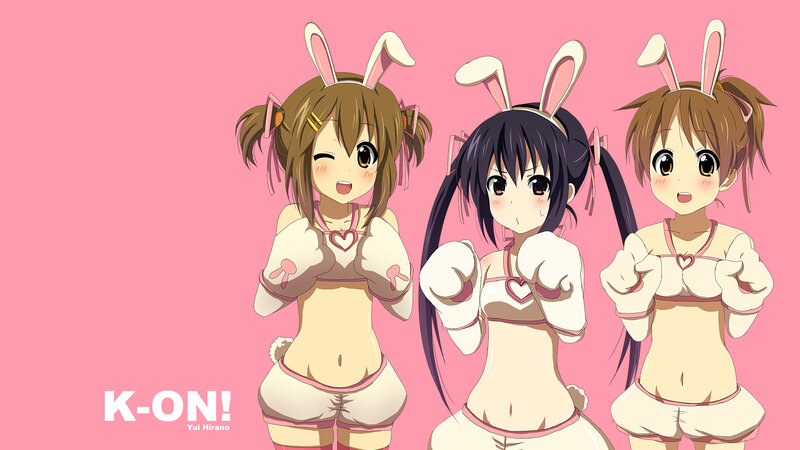 Three girls in bunny costumes