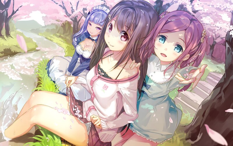Three Girls in Cherry Blossoms