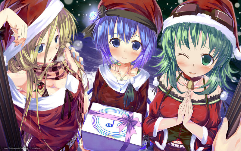 Three girls in Christmas outfits