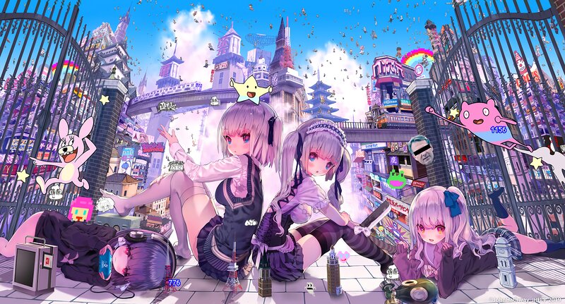 Three Girls in City — Purple