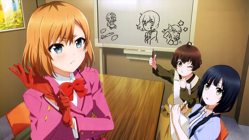 Three Girls in Classroom — Pink, Calm