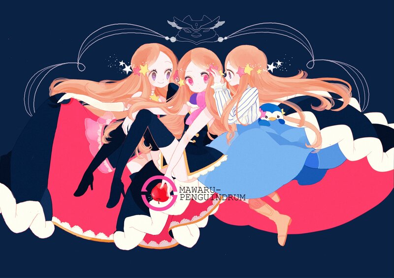 Three girls in colorful dresses