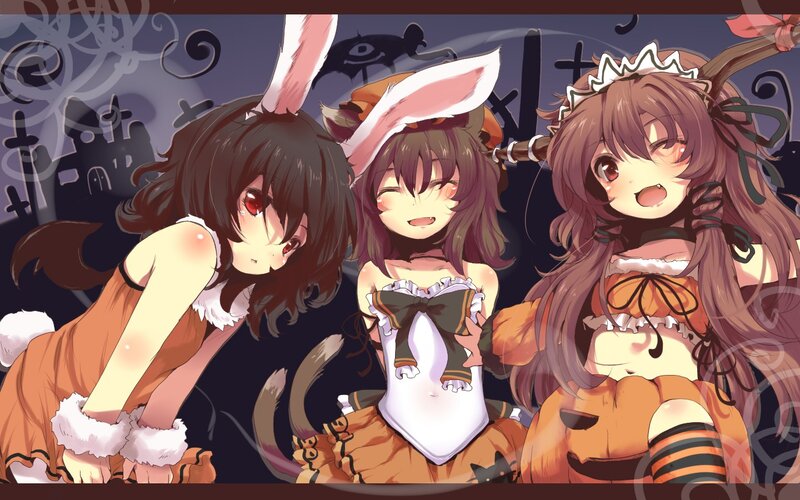 Three Girls in Costumes — Orange