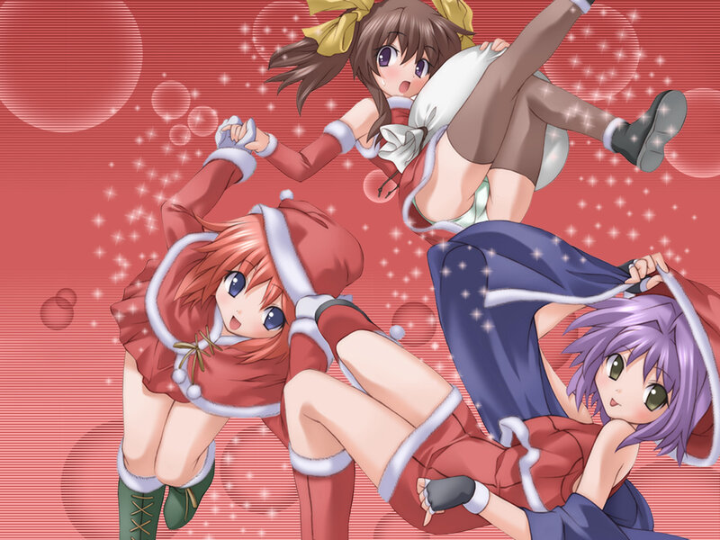 Three Girls in Costumes — Red, Festive