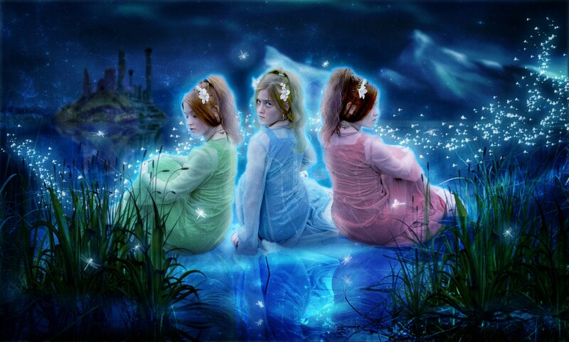 Three Girls in Dresses — Blue, Dreamy