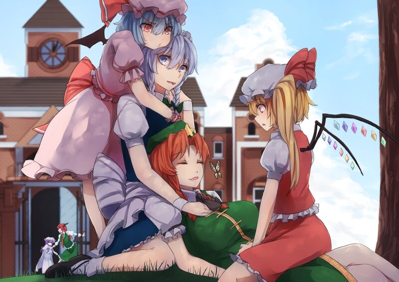 Three Girls in Dresses — Blue, Peaceful