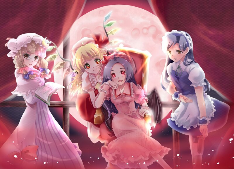 Three Girls in Dresses — Red, Dramatic, Night
