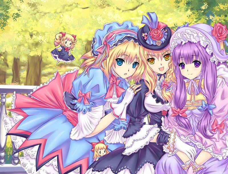 three girls in dresses