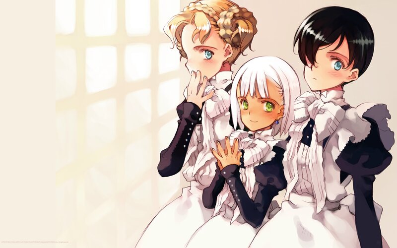 Three Girls in Dresses — White, Calm, Afternoon