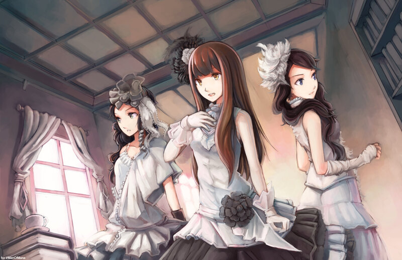 Three Girls in Dresses — White