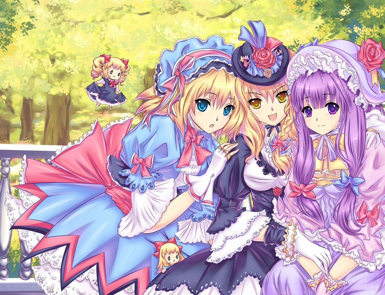 three girls in dresses