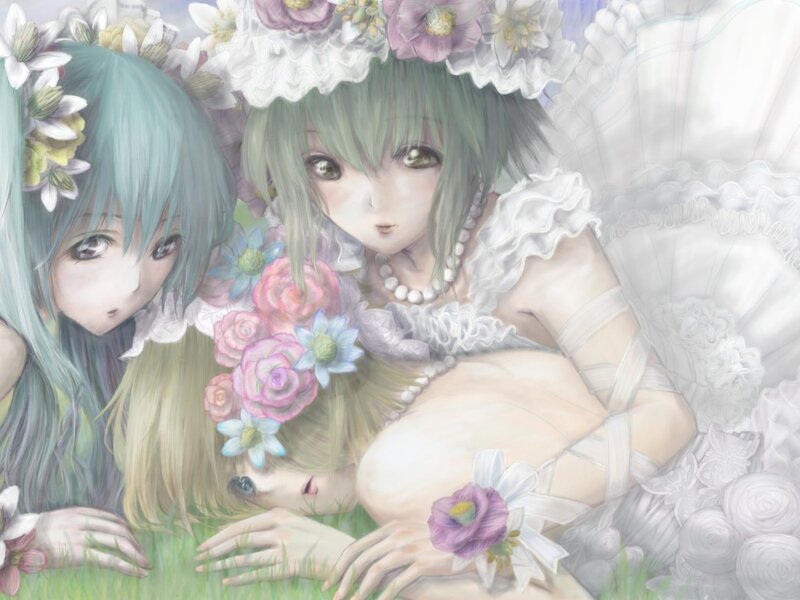 Three Girls in Floral Attire