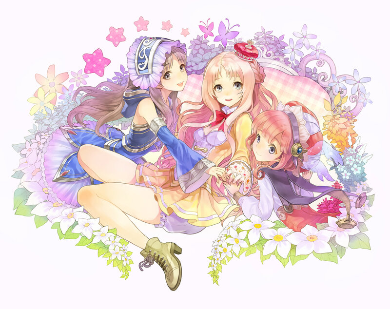 Three Girls in Floral Setting