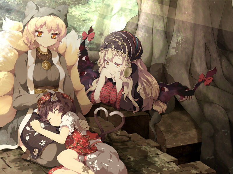 Three Girls in Forest — Brown