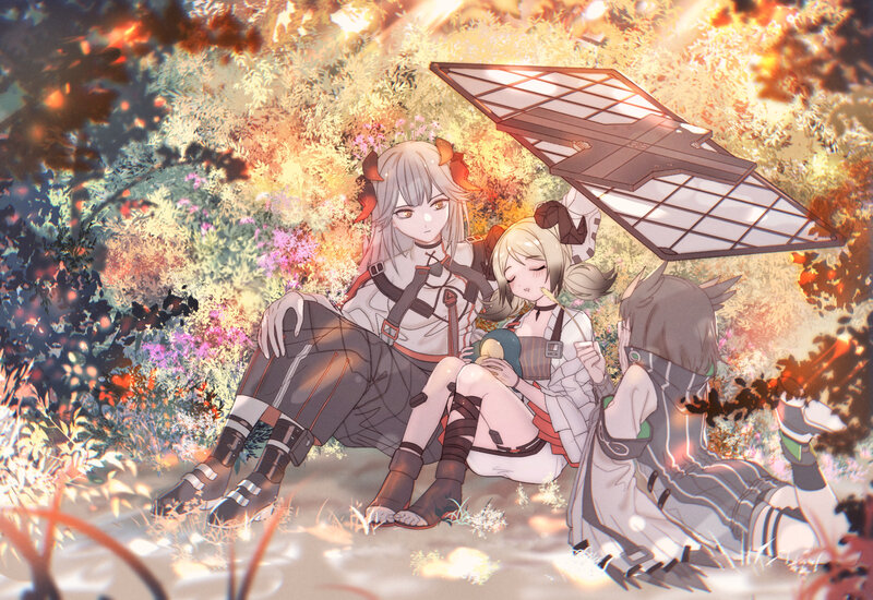 Three Girls in Forest — Gold
