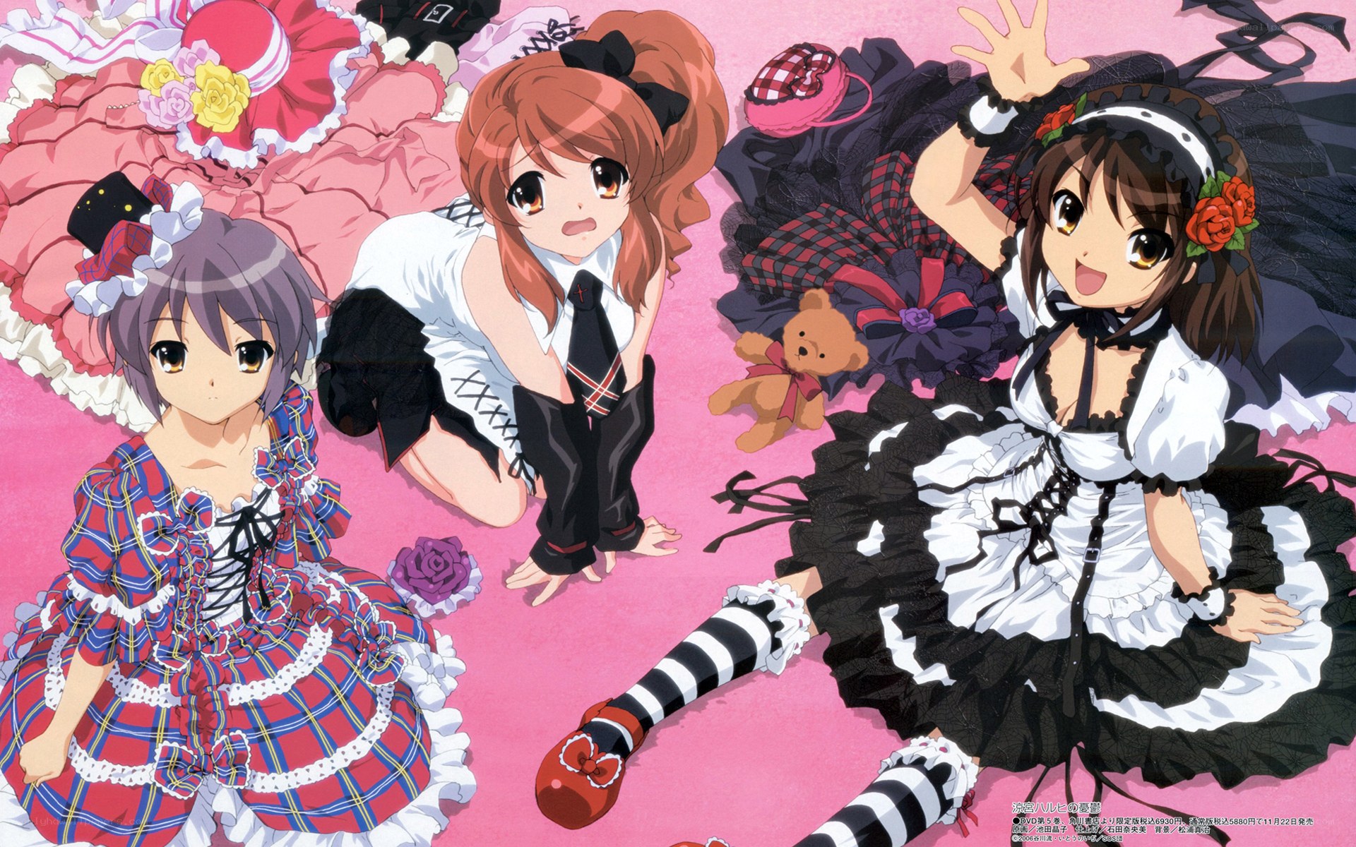 Three girls in frilly dresses