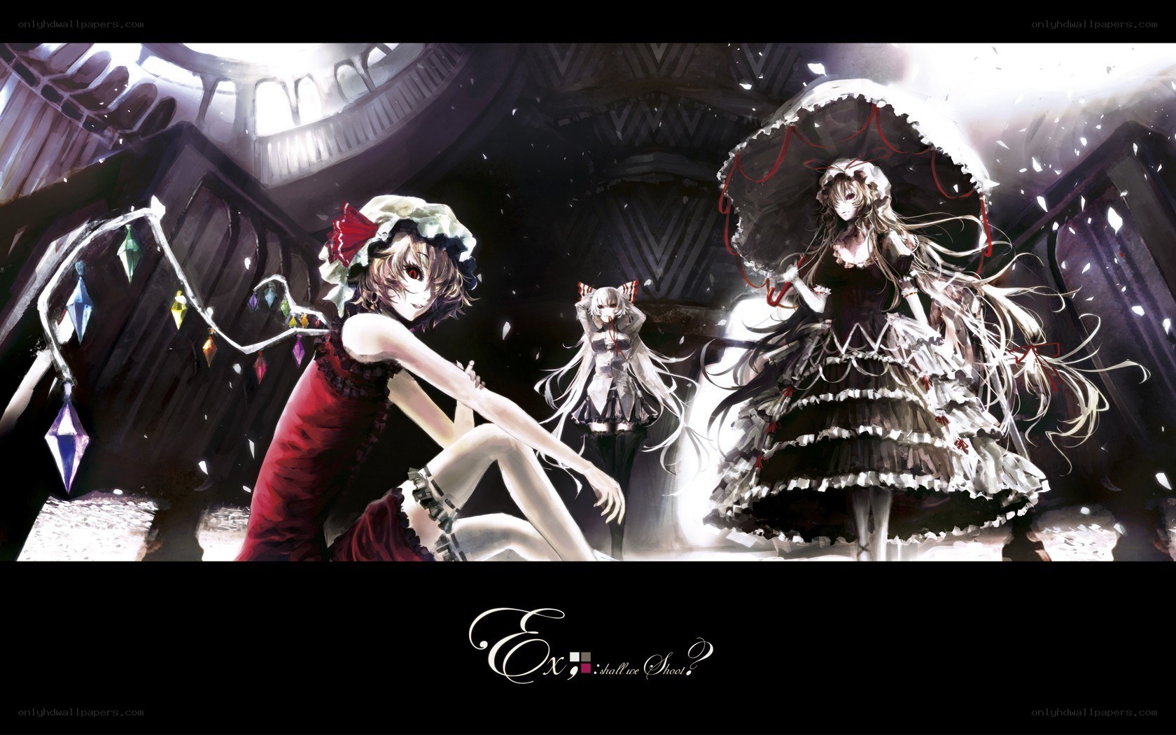 Three girls in gothic dresses