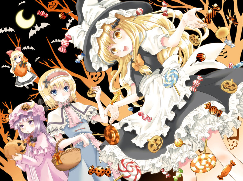 Three Girls in Halloween Costumes — Black