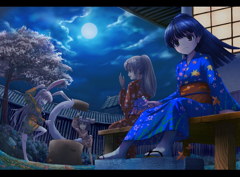 Three Girls in Kimonos — Blue