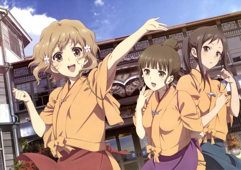 Three Girls in Kimonos — Orange, Cheerful