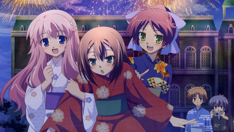 Three Girls in Kimonos — Purple, Festive, Night
