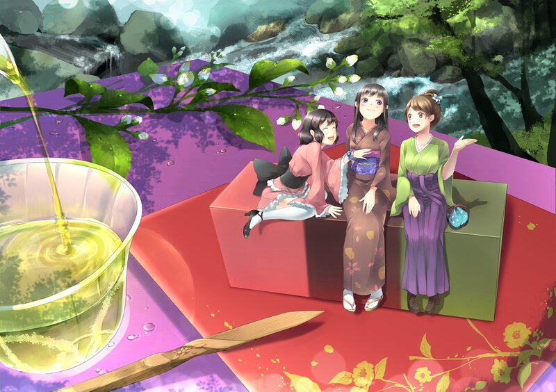 Three Girls in Kimonos — Purple