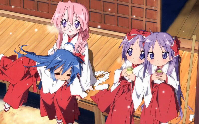 Three Girls in Kimonos — Red, Calm