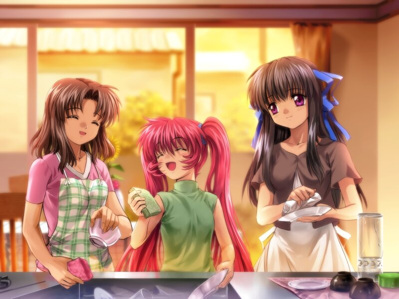three girls in kitchen