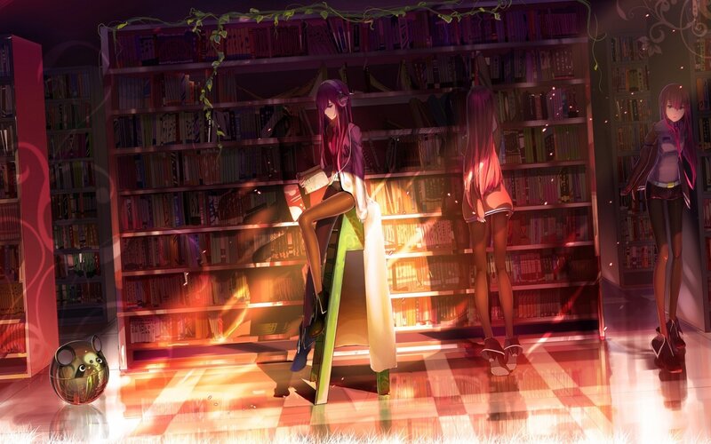 Three Girls in Library — Purple