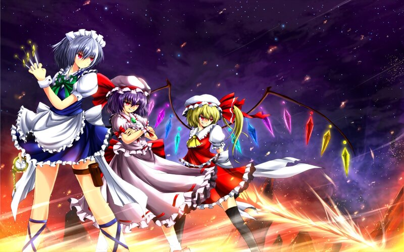 Three girls in maid outfits