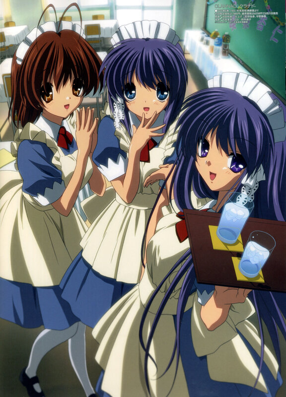 Three girls in maid outfits