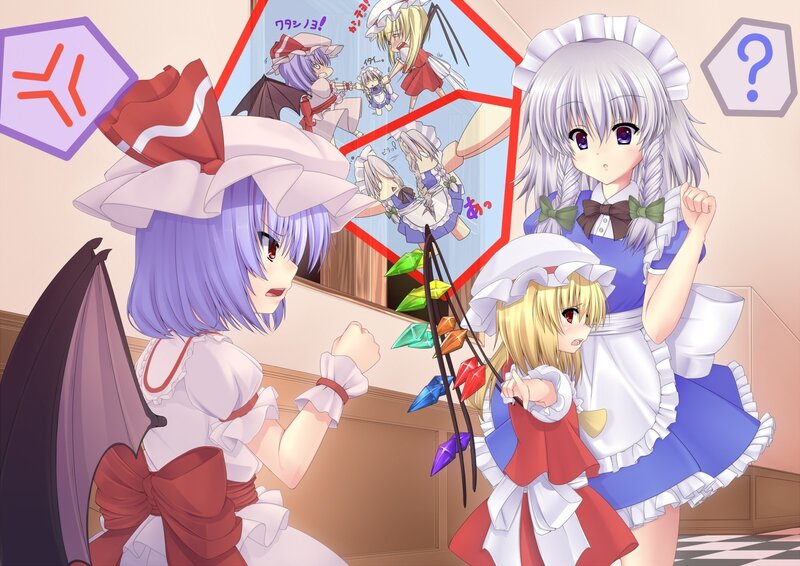 Three girls in maid outfits