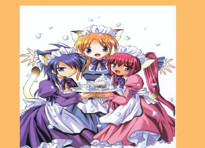 Three Girls in Maid Outfits — Purple, Playful