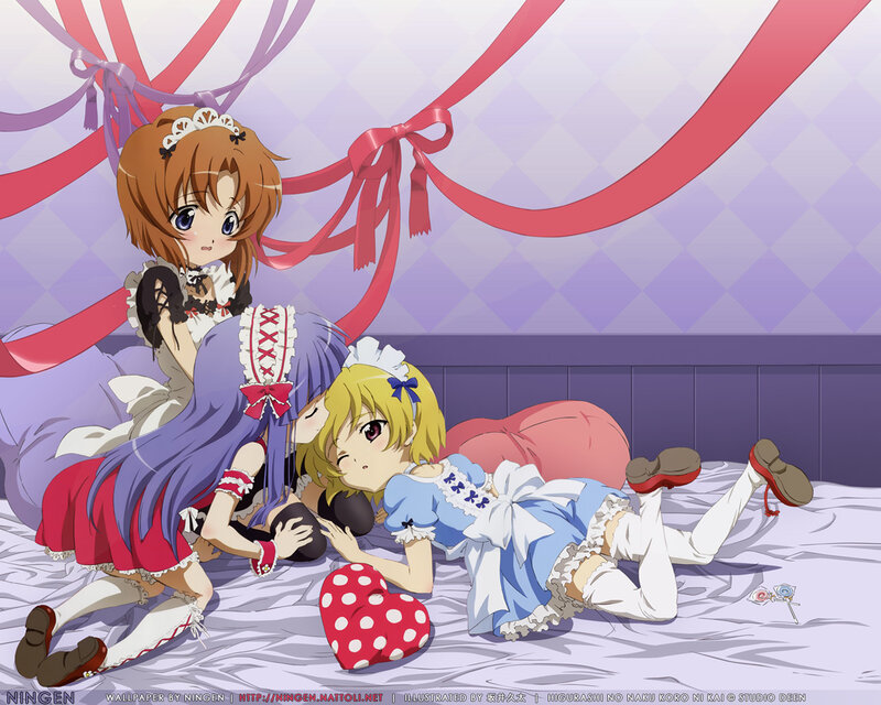 Three Girls in Maid Outfits — Purple