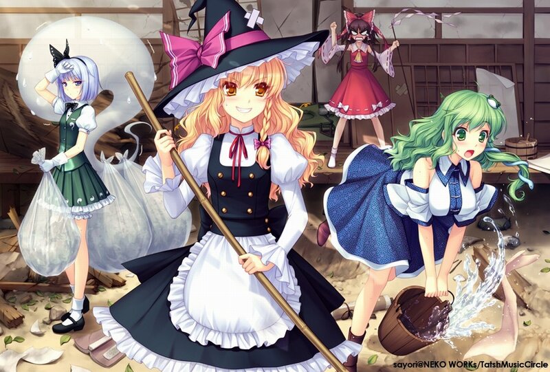 Three Girls in Maid Outfits — White