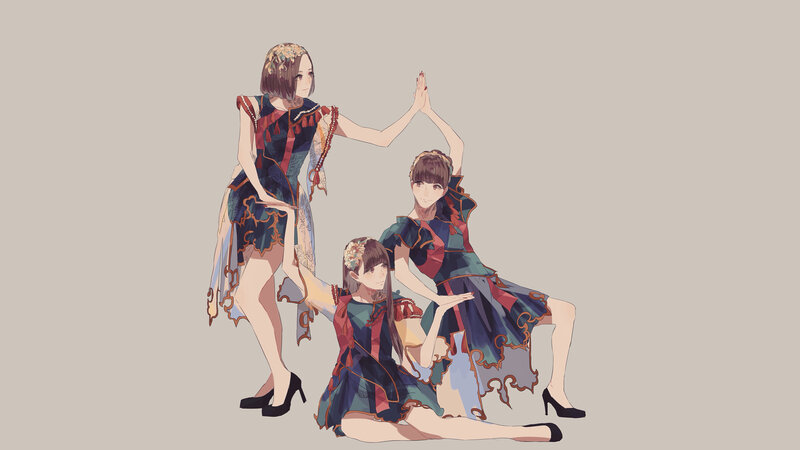 Three Girls in Matching Outfits