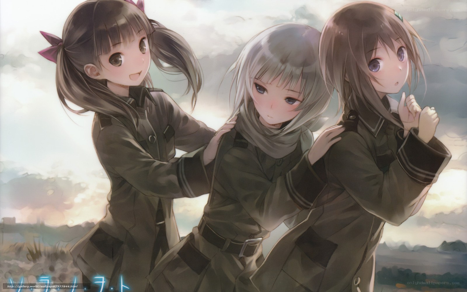 Three girls in military uniforms
