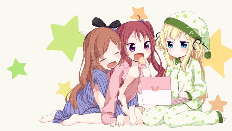 Three girls in pajamas